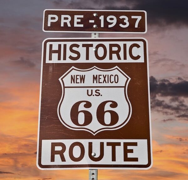 Sign for the original route 66 in new mexico